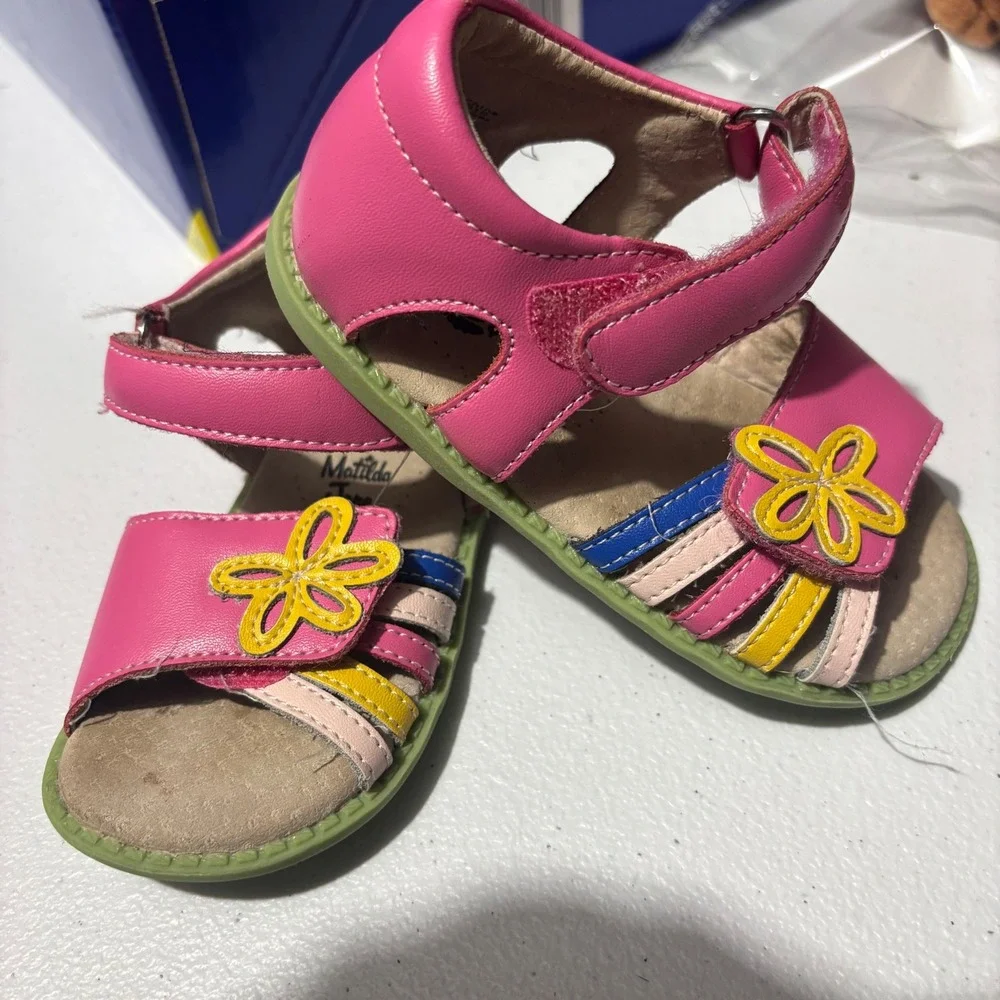 Livie & Luca Matilda Jane Pink Floral Leather Sandals Toddler Size 7 Multi Color